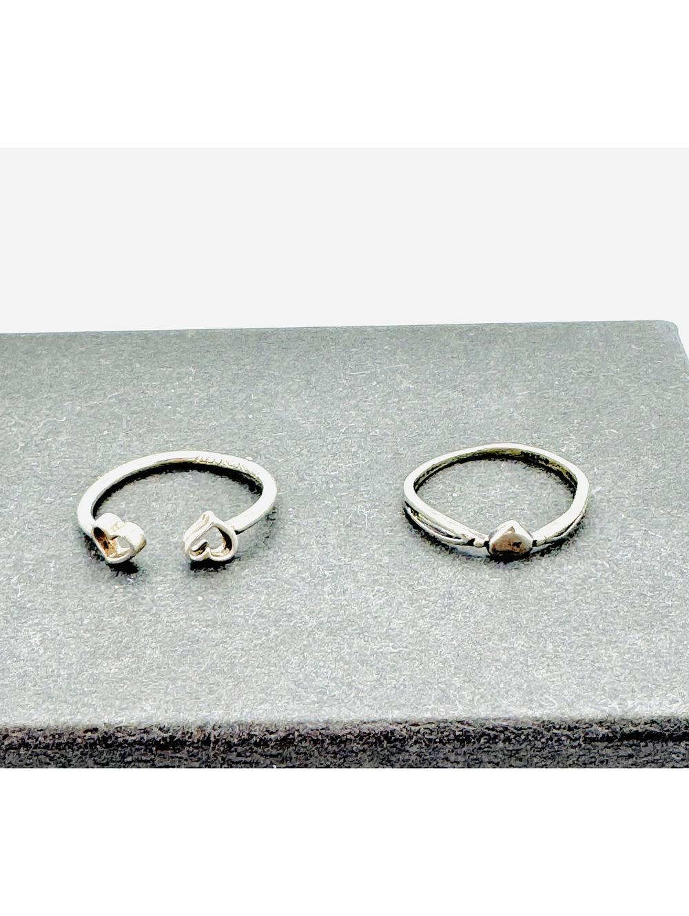 2 sterling silver rings: Alex & Ani double open heart ring & solid heart ring